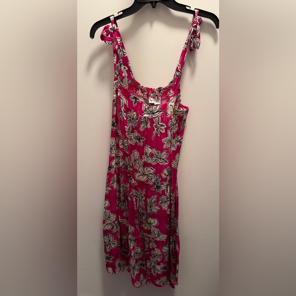 FRNCH Reina Viola Sundress Size L Tiers Hot Pink Floral Italy - Picture 12 of 13